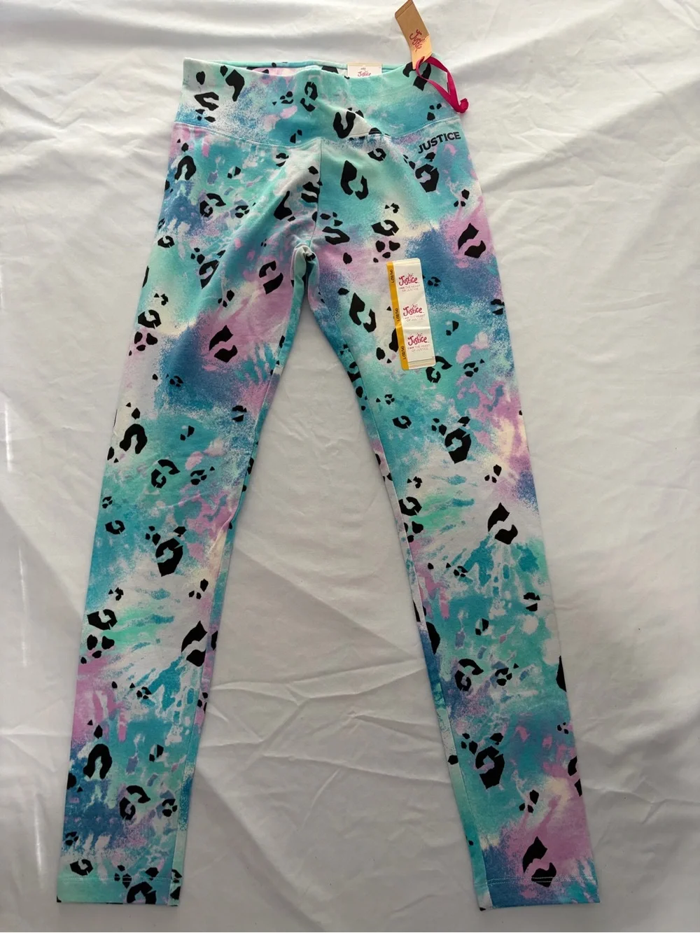Lot of 2 Justice Girls Tie-Dye Print Leggings in Size L 12/14 New